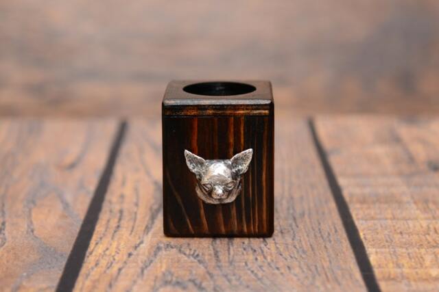 Chihuahua - Wooden Candlestick With Dog, Souvenir, Decoration, Limited Edition, Collection - image 1