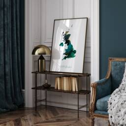 United Kingdom Map Emerald Green & Gold Wall Art Print UK - thumbnail 2