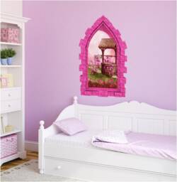 Magic Wishing Well Castle Window 3D Wall Mural Peel & Stick Sticker For Girls Bedroom Playroom Decor - thumbnail 1