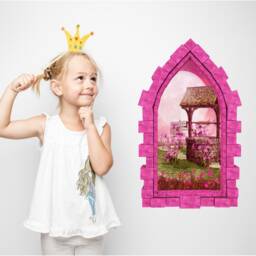 Magic Wishing Well Castle Window 3D Wall Mural Peel & Stick Sticker For Girls Bedroom Playroom Decor - thumbnail 3