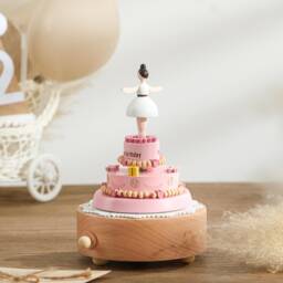 Ballet Girl Cake Music Box, Custom Wooden Birthday Gift - thumbnail 3