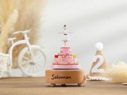 Ballet Girl Cake Music Box, Custom Wooden Birthday Gift - thumbnail 1