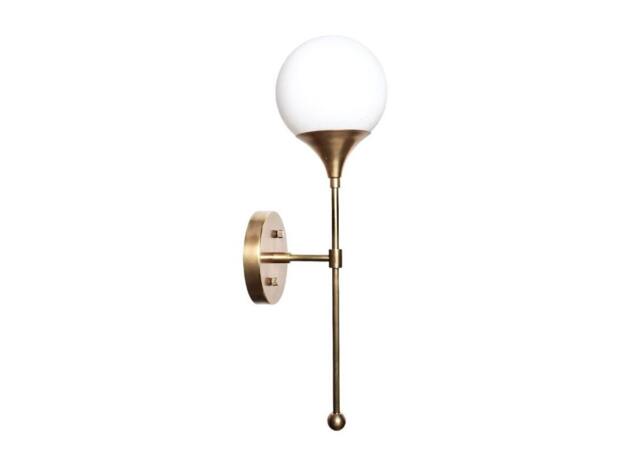 Mid Century Brass Globe Wall Sconce Light, Bathroom Vanity Lighting - image 1