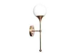 Mid Century Brass Globe Wall Sconce Light, Bathroom Vanity Lighting - thumbnail 1