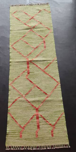 Runner Rug Abstract, Handmade Artisan Afghan Turkish Aztec Natural Sheep Wool Flatweave Kilim 198x60 cm - image 1