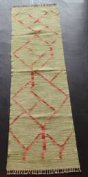Runner Rug Abstract, Handmade Artisan Afghan Turkish Aztec Natural Sheep Wool Flatweave Kilim 198x60 cm - thumbnail 1