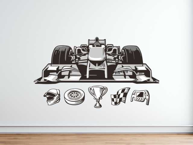 Formula 1 Wall Sticker , One Driver Boys Room Decor Grand Prix Racing Car Gift - image 1