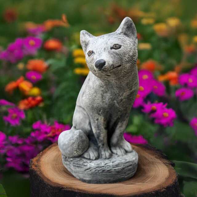 Concrete Fox Statue Stone Animal Figurine Sitting Garden Woodland Sculpture Outdoor Yard Ornament Handmade Decor Fox Lover Gift - image 1