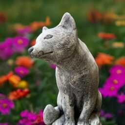 Concrete Fox Statue Stone Animal Figurine Sitting Garden Woodland Sculpture Outdoor Yard Ornament Handmade Decor Fox Lover Gift - thumbnail 2