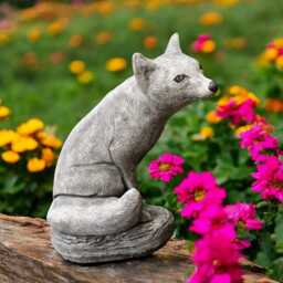 Concrete Fox Statue Stone Animal Figurine Sitting Garden Woodland Sculpture Outdoor Yard Ornament Handmade Decor Fox Lover Gift - thumbnail 3