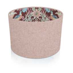 Shetland Oslo Pink Brushed Linen With Holcombe Rosso/Terracotta Interior Style Cylinder Drum Lampshades Pendant Shade Table - thumbnail 2