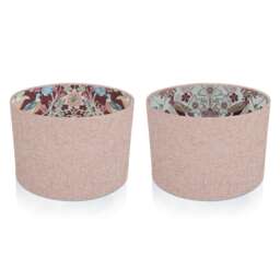 Shetland Oslo Pink Brushed Linen With Holcombe Rosso/Terracotta Interior Style Cylinder Drum Lampshades Pendant Shade Table - thumbnail 1