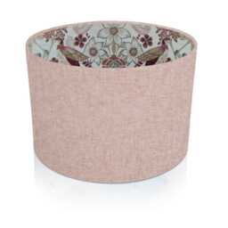 Shetland Oslo Pink Brushed Linen With Holcombe Rosso/Terracotta Interior Style Cylinder Drum Lampshades Pendant Shade Table - thumbnail 3