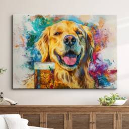 Golden Retriever Beer Glass Painting Framed Poster Print & Canvas Wall Decor Art Bar Kitchen Room Dog Gift Idea Pet - thumbnail 1