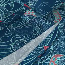 Origami Boats Sheets - Octopus Ocean Playground By Hnldesigns Kanagawa Wave Cotton Sateen Sheet Set Bedding Spoonflower - thumbnail 2
