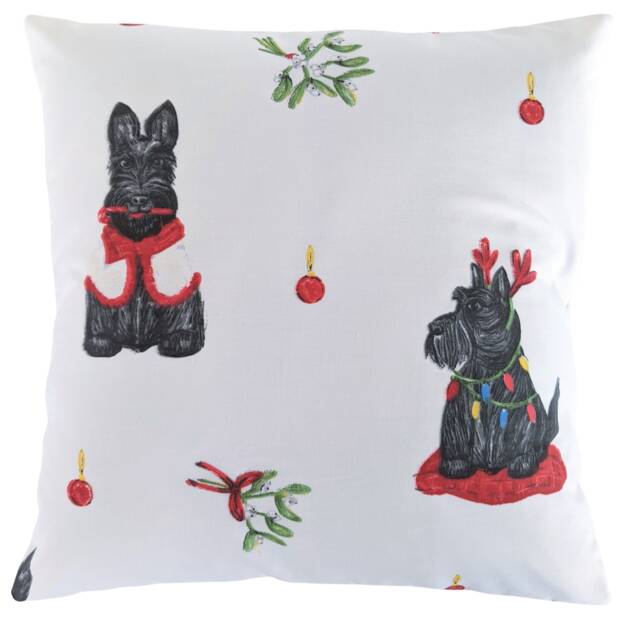 Cushion Cover in Christmas Scottie Dog Print 16 - image 1