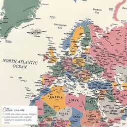 Customisable A2/A3 Canvas World Map Print, Vintage Or Modern Wall Art - thumbnail 2