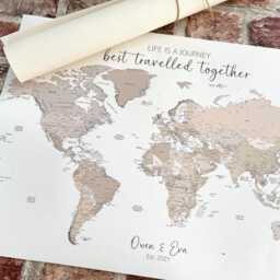 Customisable A2/A3 Canvas World Map Print, Vintage Or Modern Wall Art - thumbnail 4