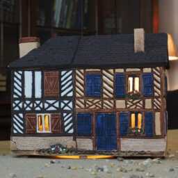 Handcrafted Ceramic House Tealight Holder - Miniature Cafe in France - thumbnail 2