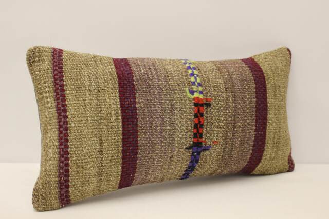 Kilim Pillow Cover, 10x20 Inches 25x50 cm, Lumbar Cushion, Throw Cover Sofa Pillow, 4Yef-735 - image 1