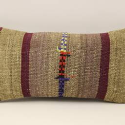 Kilim Pillow Cover, 10x20 Inches 25x50 cm, Lumbar Cushion, Throw Cover Sofa Pillow, 4Yef-735 - thumbnail 2