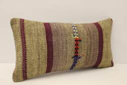Kilim Pillow Cover, 10x20 Inches 25x50 cm, Lumbar Cushion, Throw Cover Sofa Pillow, 4Yef-735