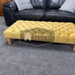 Extra Large Mustard Gold Plush Velvet Chesterfield Footstool Coffee Table - thumbnail 2