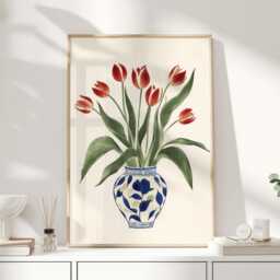 Flower Print, Dopamine Decor, Dorm Market Funky Wall Art, Quirky Cloakroom Preppy Room Decor - thumbnail 1