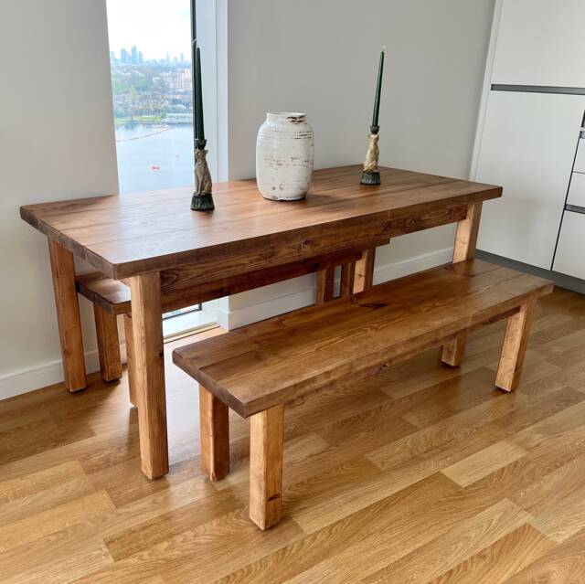 Handmade Chunky Farmhouse Dining Table - Solid Wood, Custom Size, Free UK Delivery - image 1