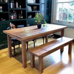 Handmade Chunky Farmhouse Dining Table - Solid Wood, Custom Size, Free UK Delivery - thumbnail 4