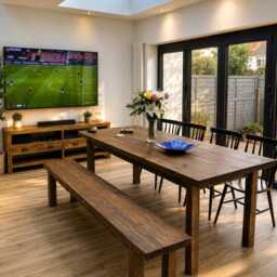 Handmade Chunky Farmhouse Dining Table - Solid Wood, Custom Size, Free UK Delivery - thumbnail 2