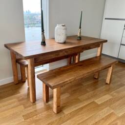 Handmade Chunky Farmhouse Dining Table - Solid Wood, Custom Size, Free UK Delivery