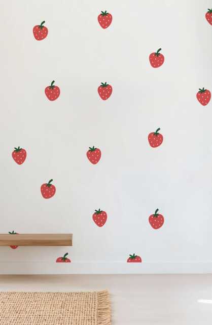 Red Strawberry Fabric Wall Stickers Reusable Playroom Decals - image 1