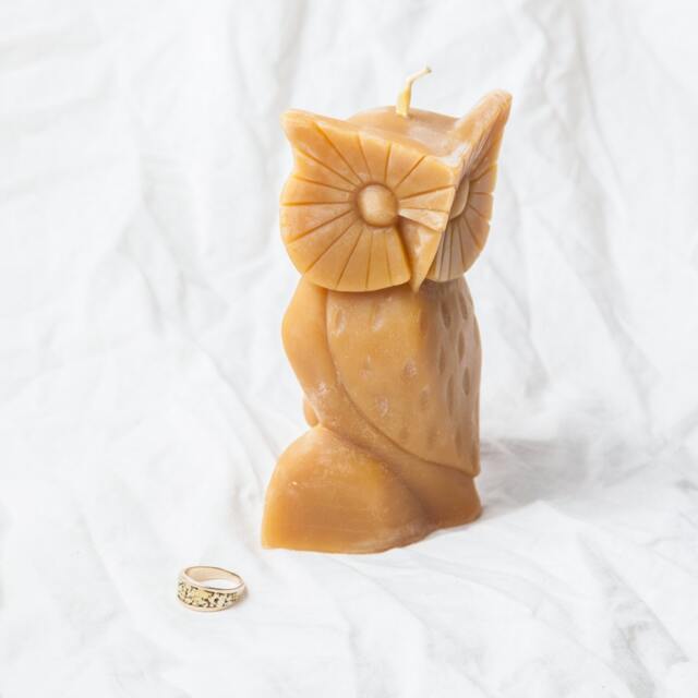 Owl Beeswax Candle