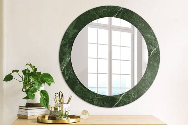 Green Marble, Green, Round Mirror Frame, Decorative Mirror, Frame Print, Unique Wall - image 1