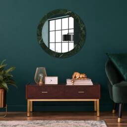 Green Marble, Green, Round Mirror Frame, Decorative Mirror, Frame Print, Unique Wall - thumbnail 2