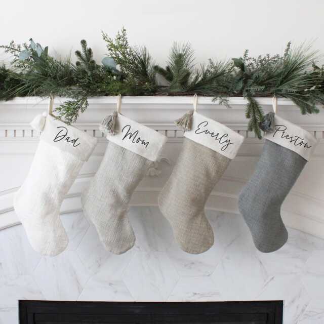 Custom Personalized Christmas Stocking With Tassel - Monogram Xmas Family Name Farmhouse Holiday Decor - image 1
