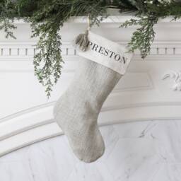 Custom Personalized Christmas Stocking With Tassel - Monogram Xmas Family Name Farmhouse Holiday Decor - thumbnail 3