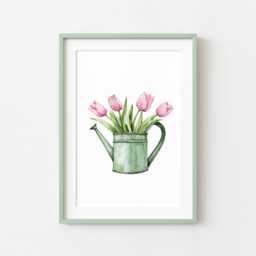 Pink Tulip Print Spring Floral Unframed Wall Art Poster - thumbnail 3