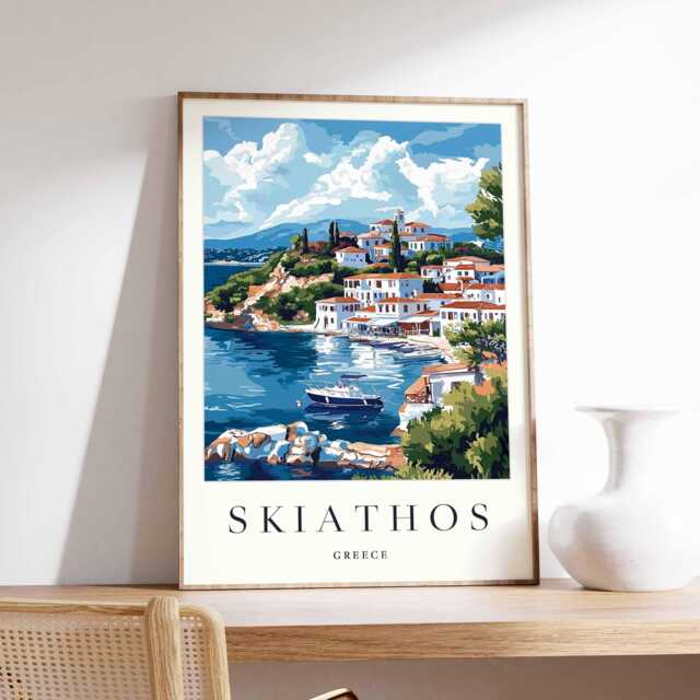 Skiathos Greece Travel Poster Coastal Mediterranean Art Print - image 1