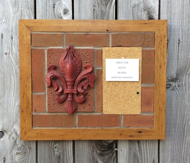 Louisiana Crawfish Fleur-De-Lis Wall Hanging Brick Sculpture With Cork Board - Perfect For Saints & Lsu Fans As Well