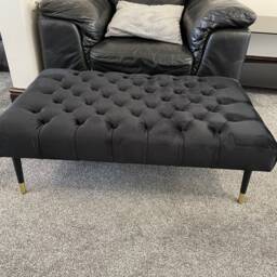 Handmade Chesterfield Velvet Footstool Coffee Table With High Metal Feet - thumbnail 3