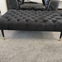 Handmade Chesterfield Velvet Footstool Coffee Table With High Metal Feet - thumbnail 2