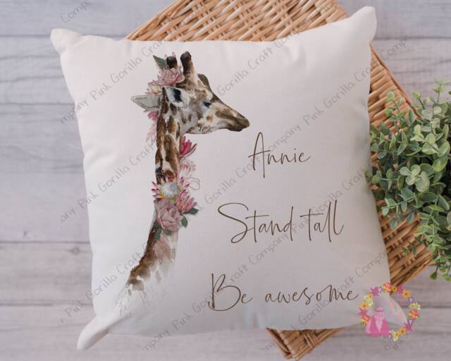Floral Giraffe Pillow Personalised Lover Gift, Gift - image 1