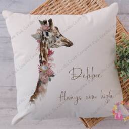 Floral Giraffe Pillow Personalised Lover Gift, Gift - thumbnail 3