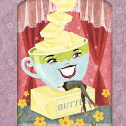 Butter Cup Art Print - Kitschy Whimsical Illustration - 5x7 Vertical Print - thumbnail 2