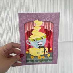 Butter Cup Art Print - Kitschy Whimsical Illustration - 5x7 Vertical Print - thumbnail 4
