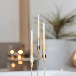 Gold Silver Metallic Marble Candles, Tall Taper Candle Set, Dinner Candles, Gold Home Decor, Wedding Gift, Tapered Pillar Candles - thumbnail 4