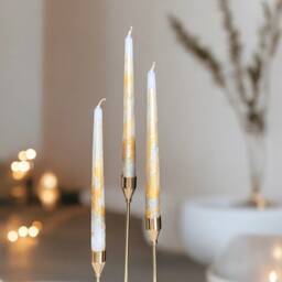Gold Silver Metallic Marble Candles, Tall Taper Candle Set, Dinner Candles, Gold Home Decor, Wedding Gift, Tapered Pillar Candles - thumbnail 2