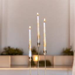 Gold Silver Metallic Marble Candles, Tall Taper Candle Set, Dinner Candles, Gold Home Decor, Wedding Gift, Tapered Pillar Candles